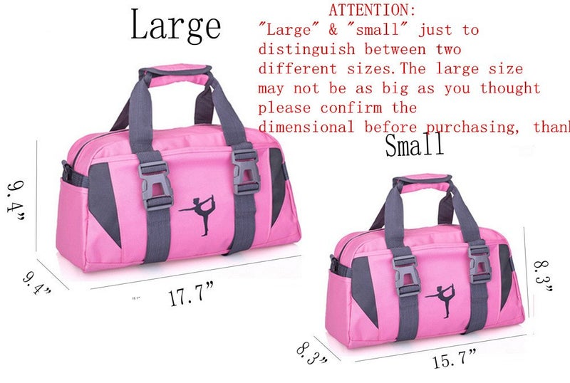 WVMKOR Small/Large Dance Duffle Bag For Girls Sport Gym Bags For Women Yoga Bag (Pink, Small) - Image 2